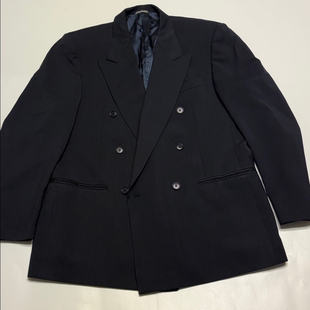 Missoni Uomo men’s vintage double breasted black 100% pure wool blazer size 40R
